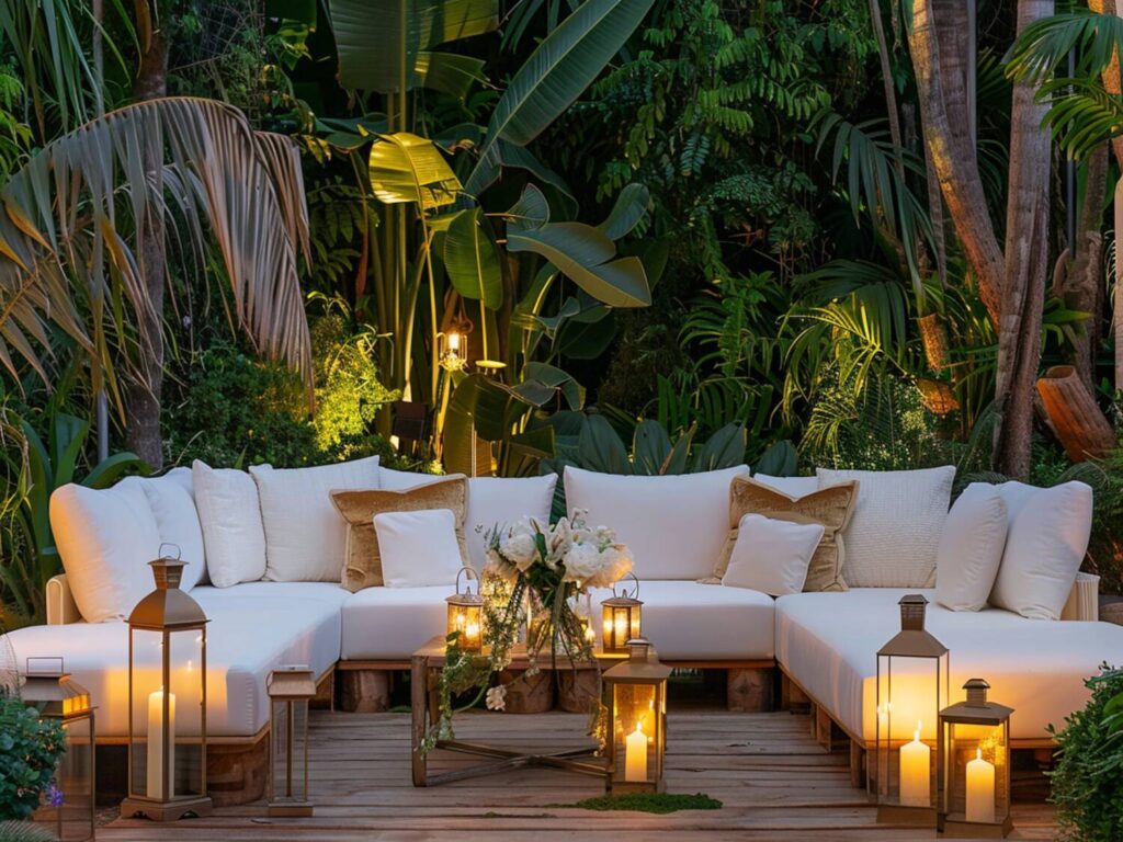 Jak zaaranżować taras w stylu glamour z meblami modułowymi