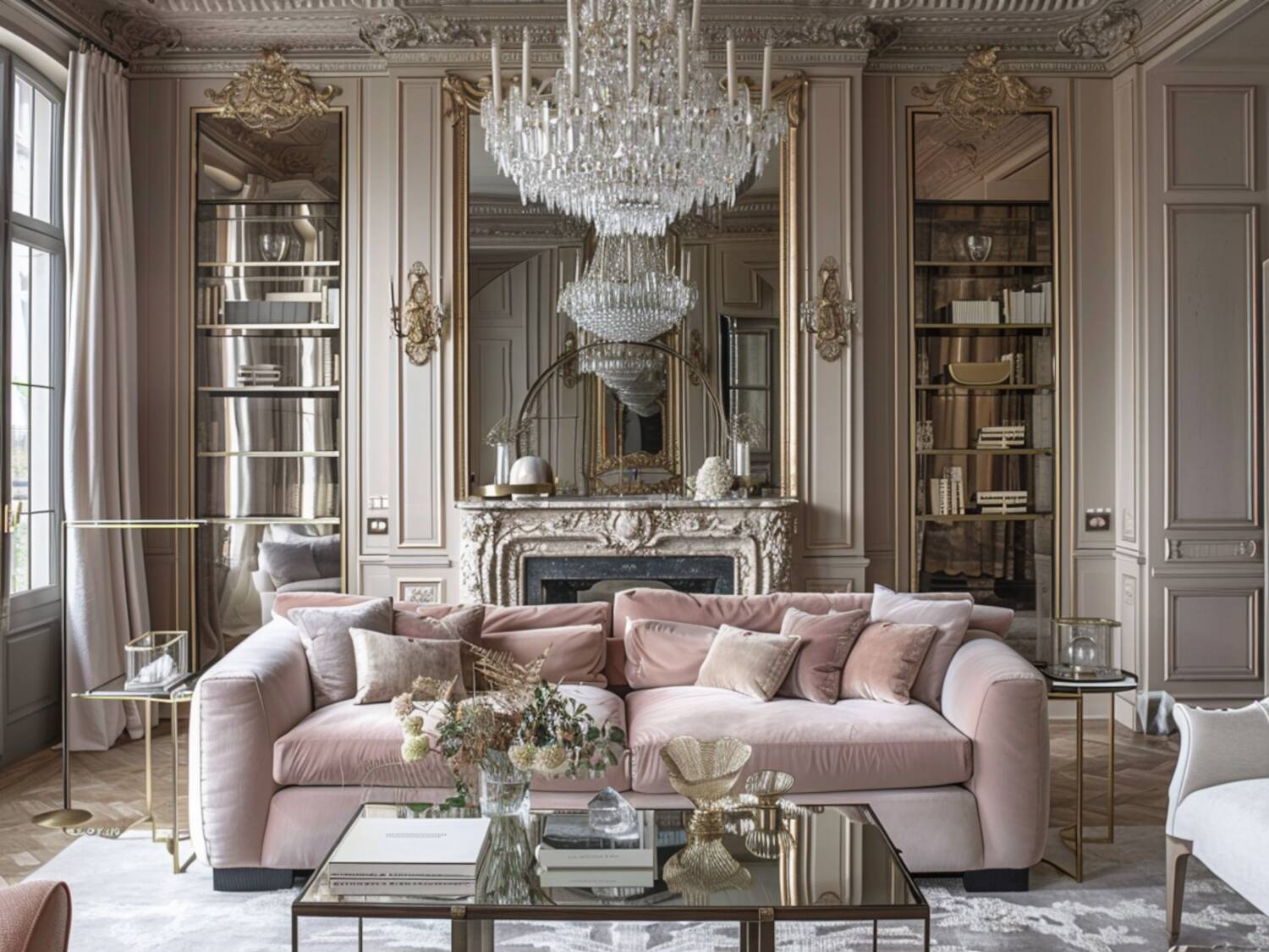 10 inspiracji na urządzenie salonu glamour z lustrzanymi meblami.