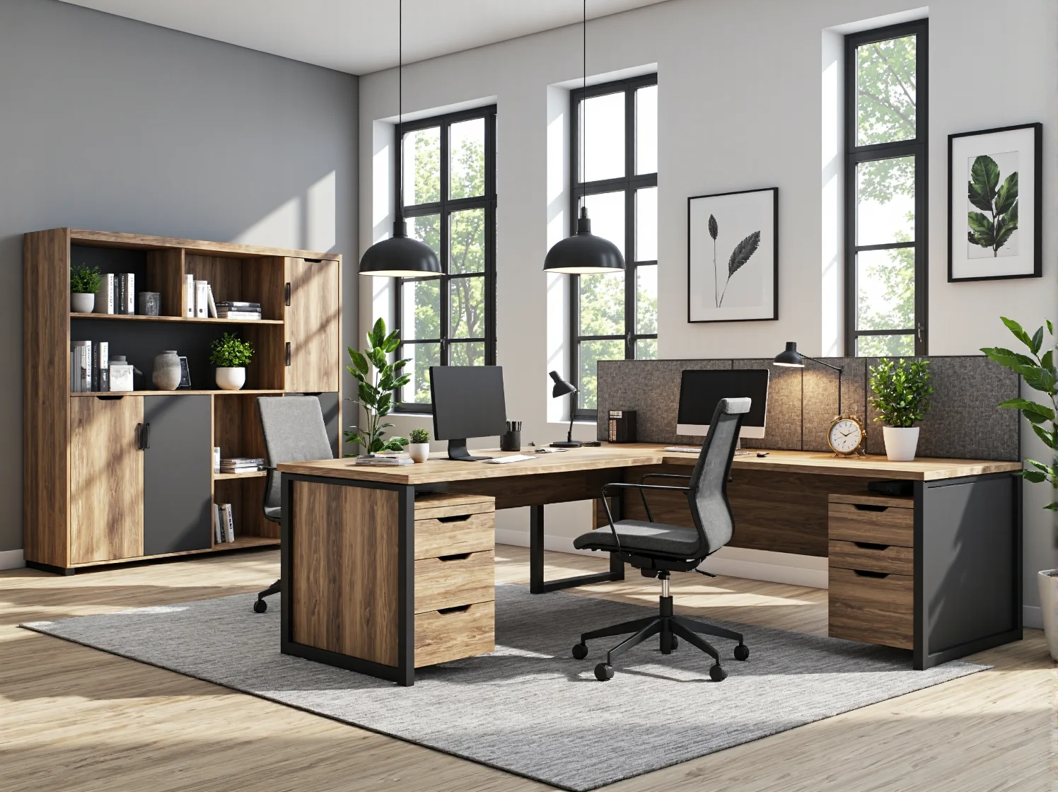 Minimalistyczne biurko narożne idealne do pracy zdalnej w sypialni.