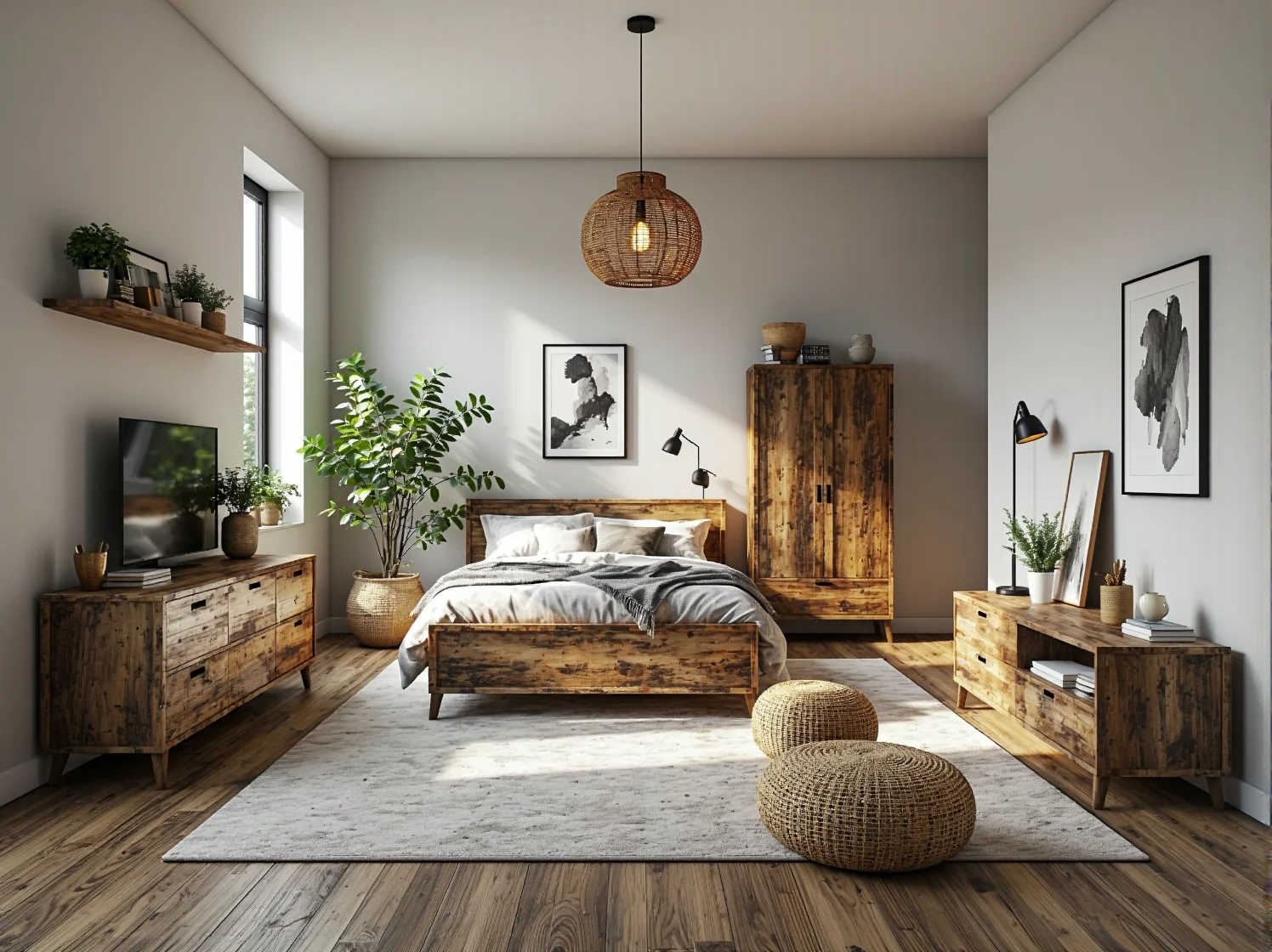 Drewniana komoda i naturalne dekoracje w rustykalnym pokoju dla dziecka