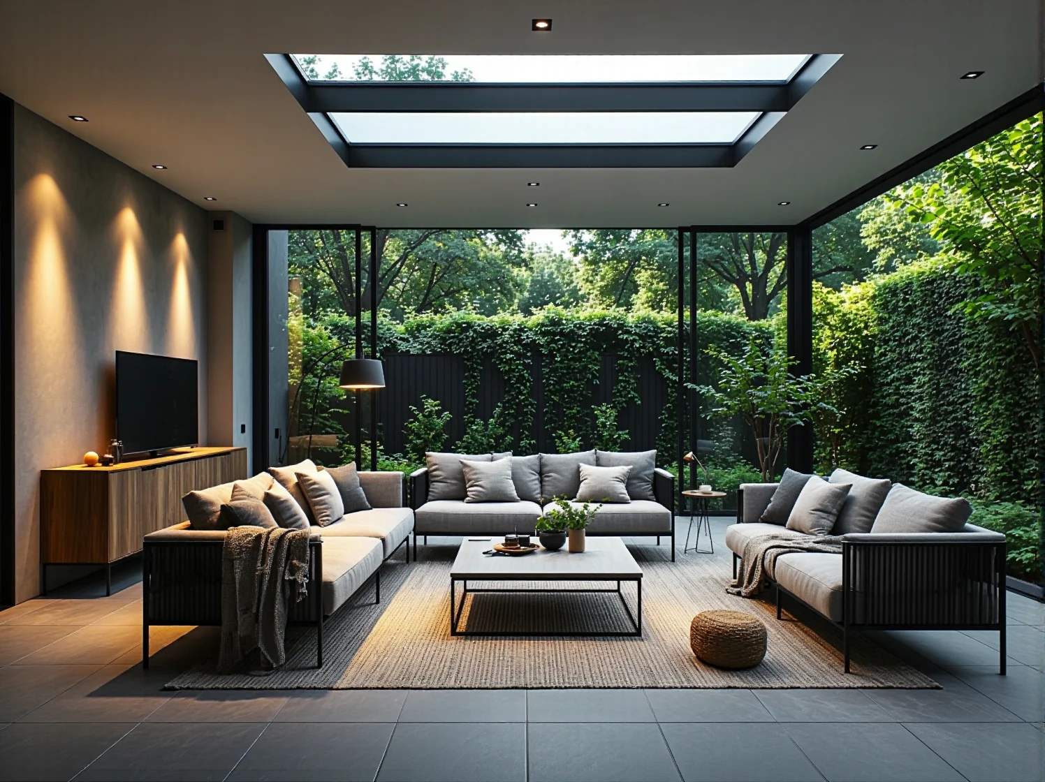 Girlandy świetlne LED zawieszone pod dachem drewnianej altany