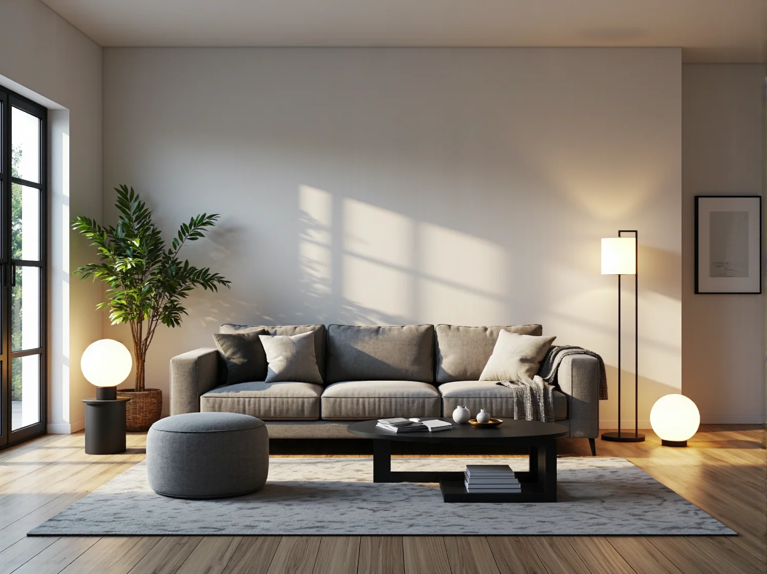 Nowoczesny kinkiet zewnętrzny zamontowany na ceglanej elewacji emitujący ciepłe światło