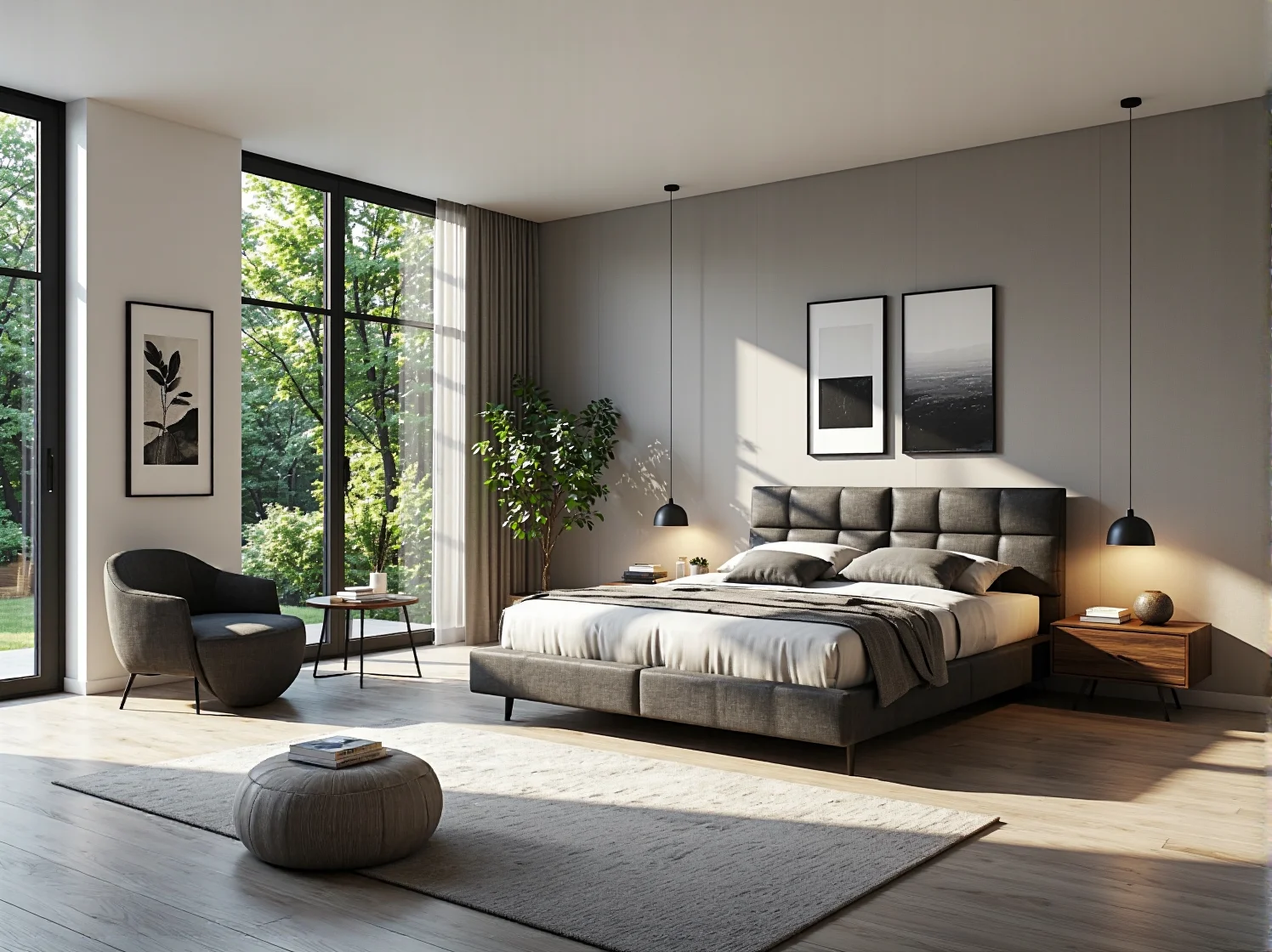 Kompaktowe łóżko kontynentalne ustawione pod oknem w sypialni o niewielkim metrażu.