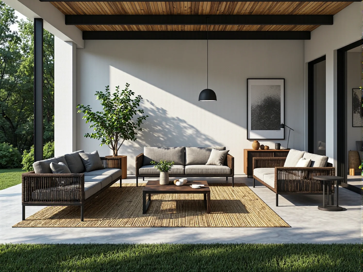 Kompaktowy zestaw mebli ogrodowych idealny na wąski balkon lub mały taras.