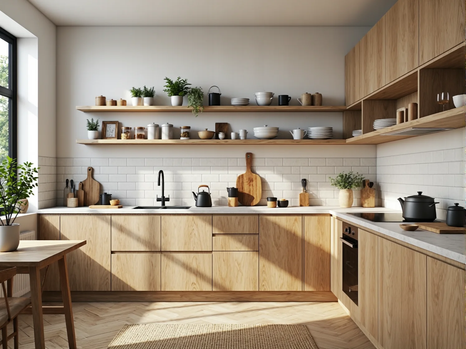 Drewniana ławka z metalowym stelażem na tarasie w stylu industrialnym