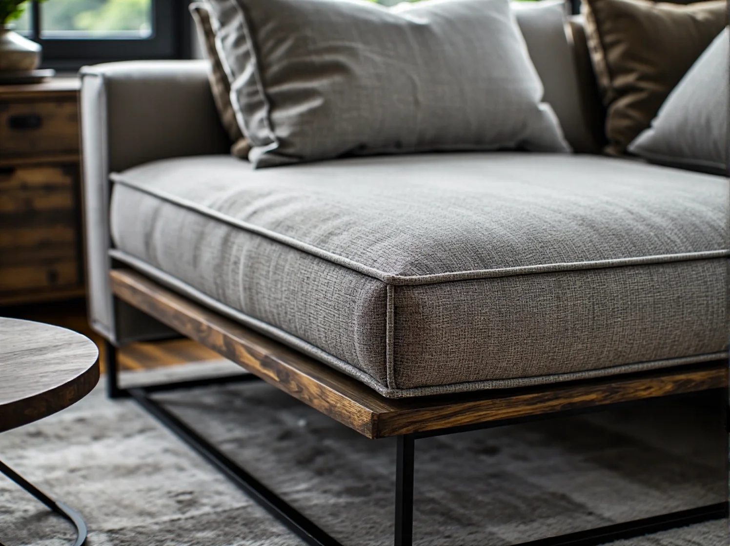 Pikowany fotel glamour ze złotymi nogami w niewielkim luksusowym wnętrzu.