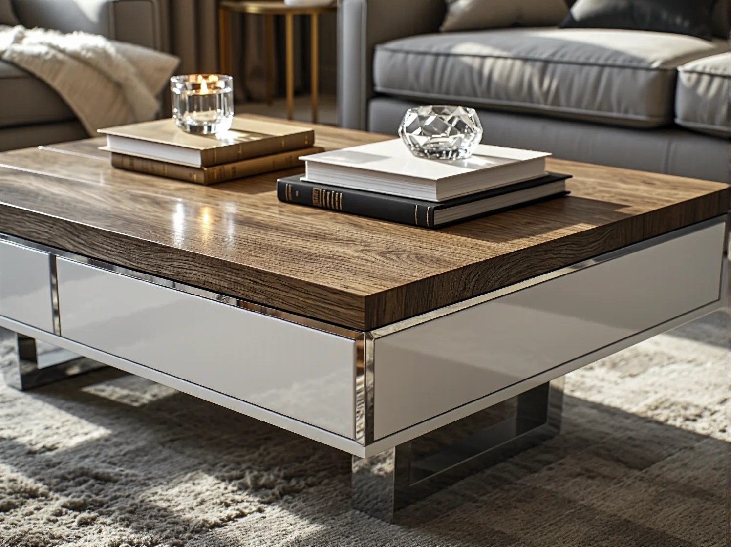 Odnowiona toaletka vintage w eleganckim sypialnianym wnętrzu glamour