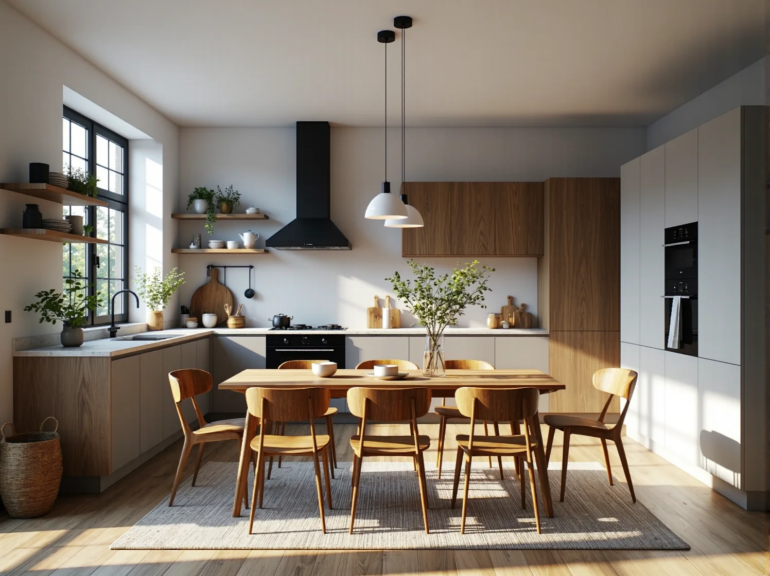 Stylowe oświetlenie i drewniane regały w aranżacji biura z duszą vintage.