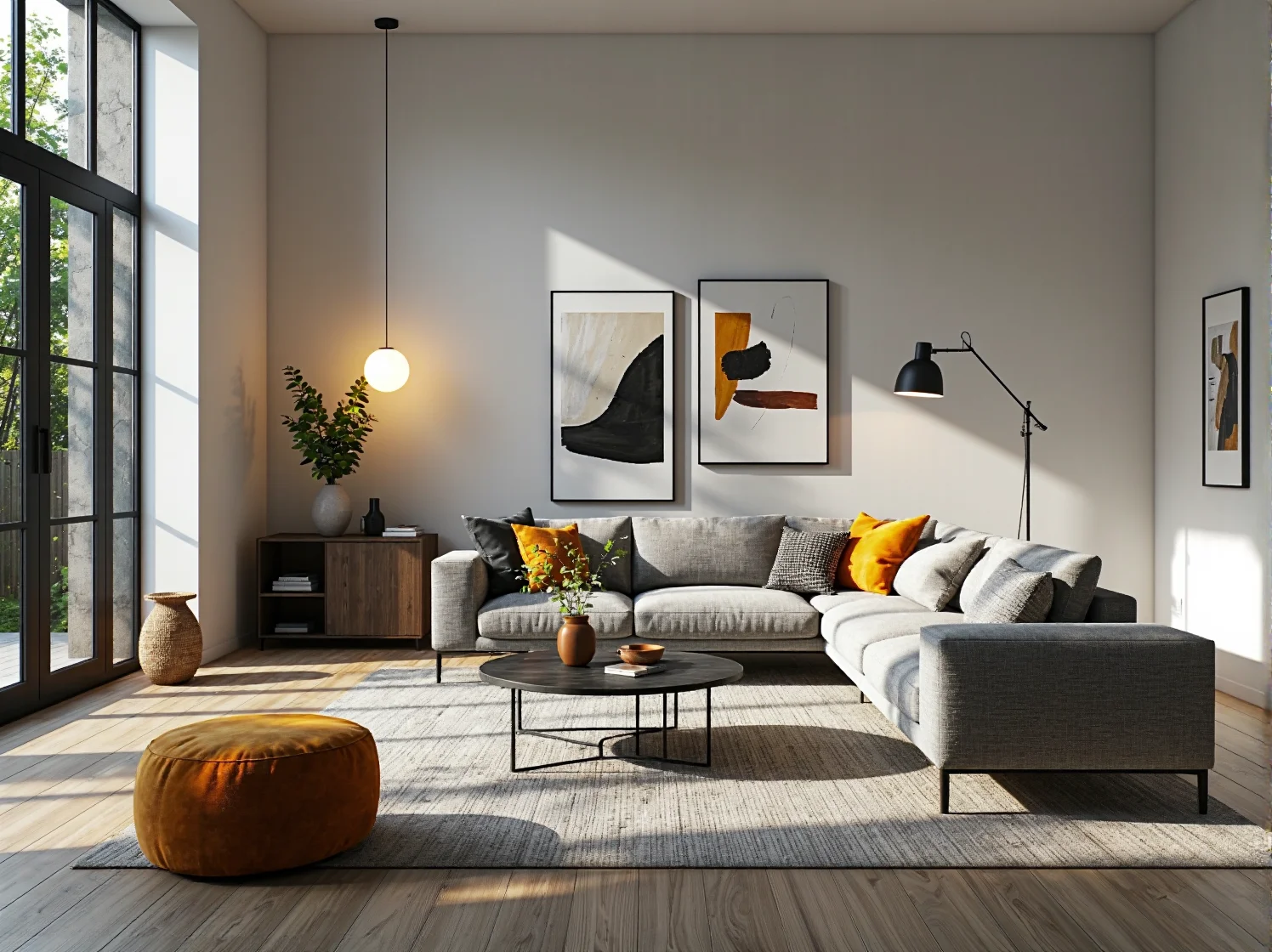 Oświetlenie punktowe domu z cegły eksponujące strukturę materiału po zmroku