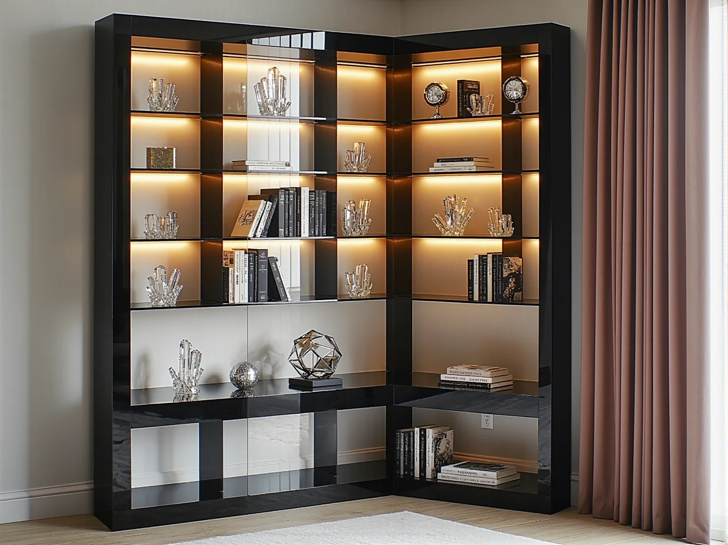 Nowoczesny regał metalowy z recyklingu w stylu glamour z połyskiem.