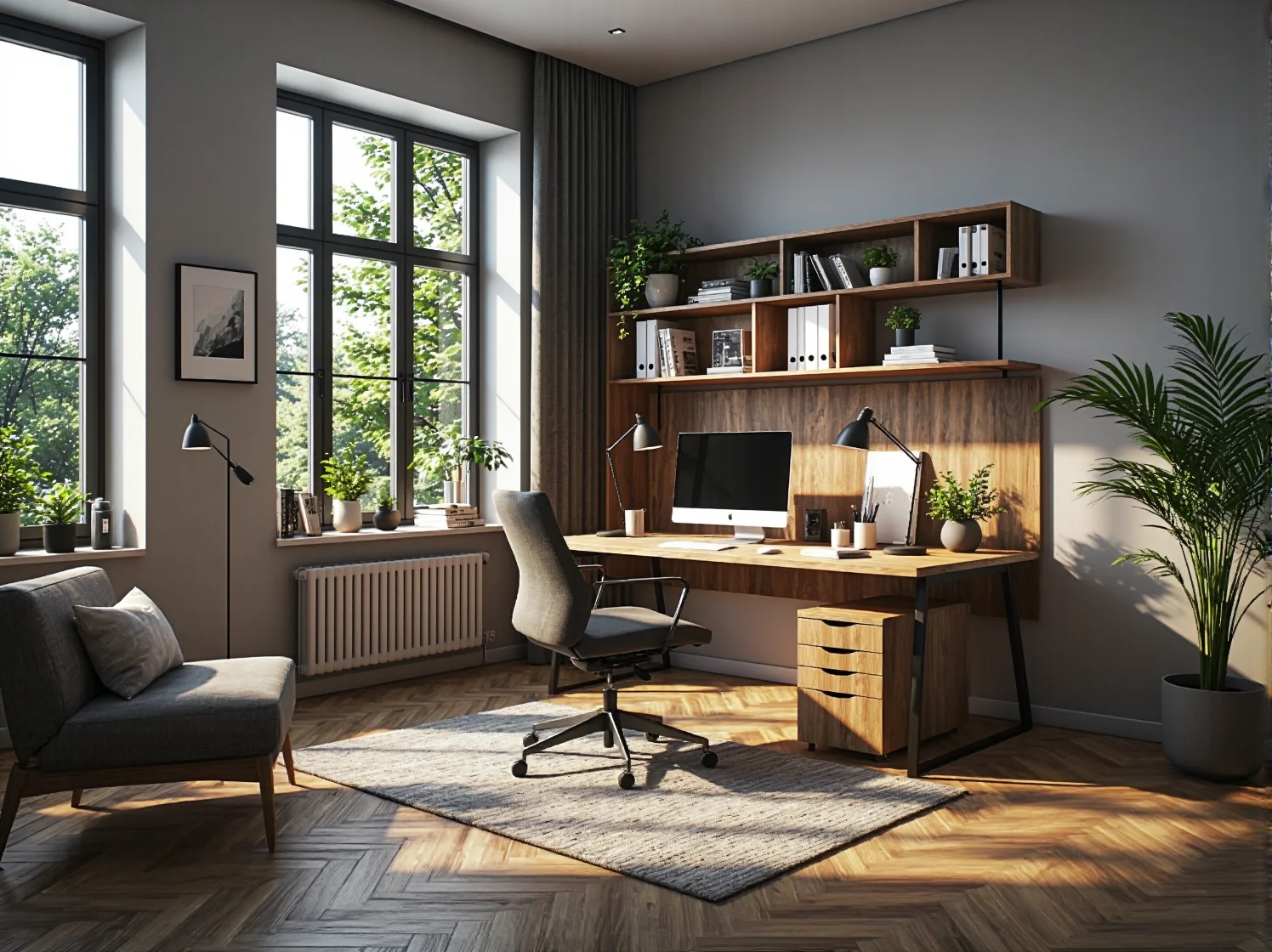 Składane biurko ścienne oszczędzające miejsce w małym mieszkaniu.