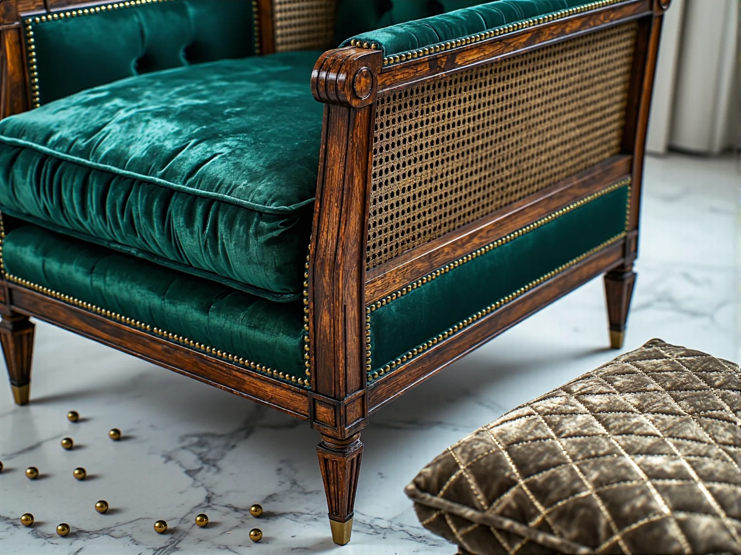 Wymiana tapicerki na welurową w starym fotelu w stylu luksusowym